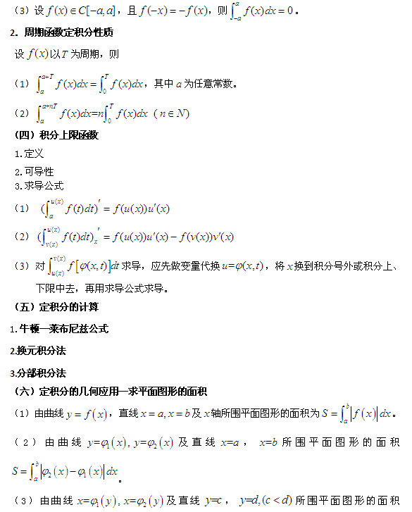 396经济类联考数学知识点总结之定积分