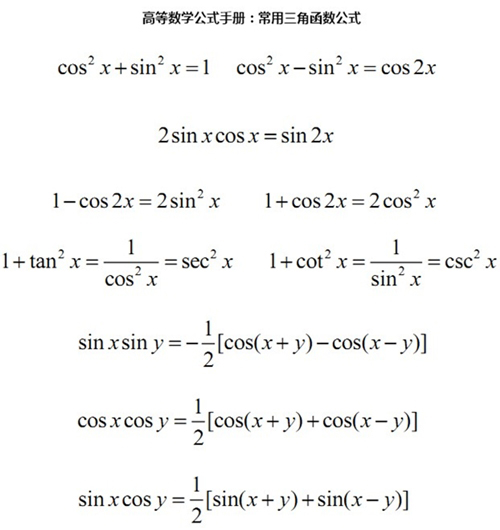  2017年考研高等数学必备公式大全