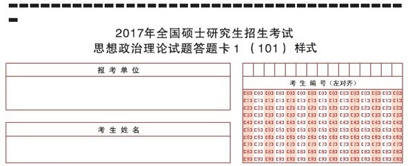 2017年硕士研究生招生考试粘贴条形码图示说明