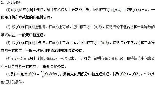 2018考研高数核心考点梳理之微积分中存在性问题的证明思路