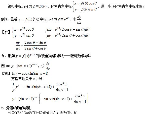 2018考研高数核心考点梳理之例题讲解求导方法