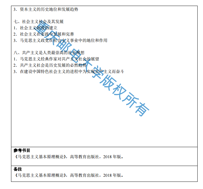 重庆邮电大学马克思主义学院2019考研大纲