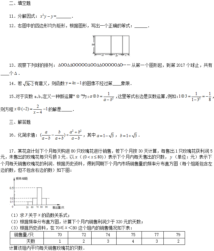 2017广东教师招聘考试模拟题（初中数学）