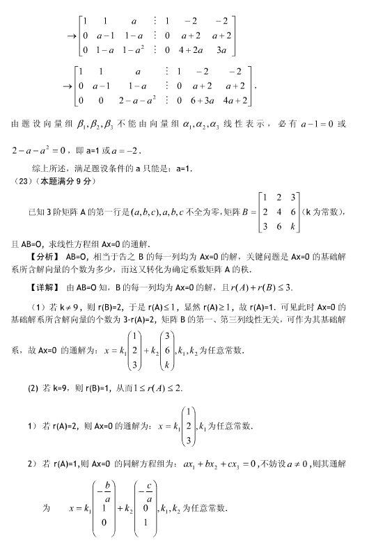 历年考研数学真题下载：2005年考研数学二真题答案