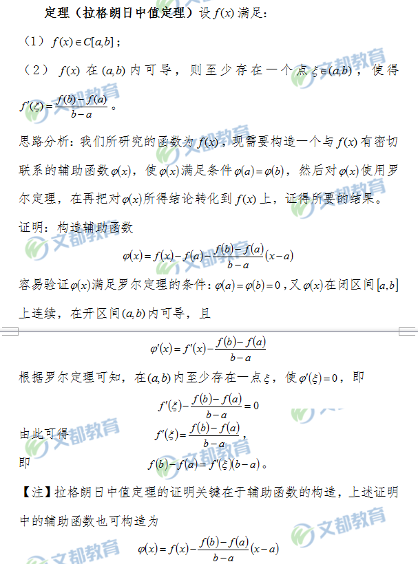 2019考研数学：微分中值定理的证明