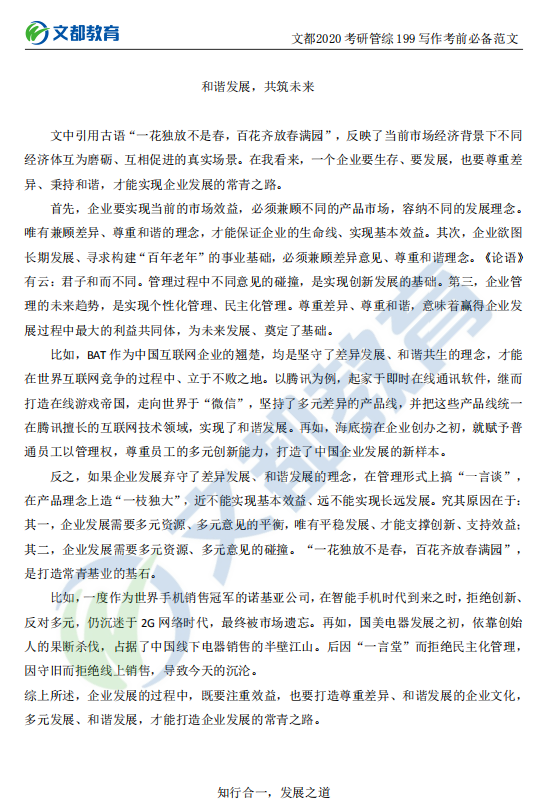 2020考研管综199写作