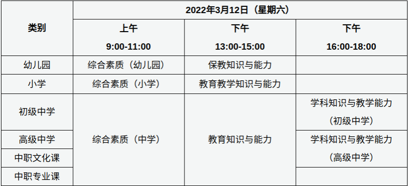 2022年山西教师资格考试